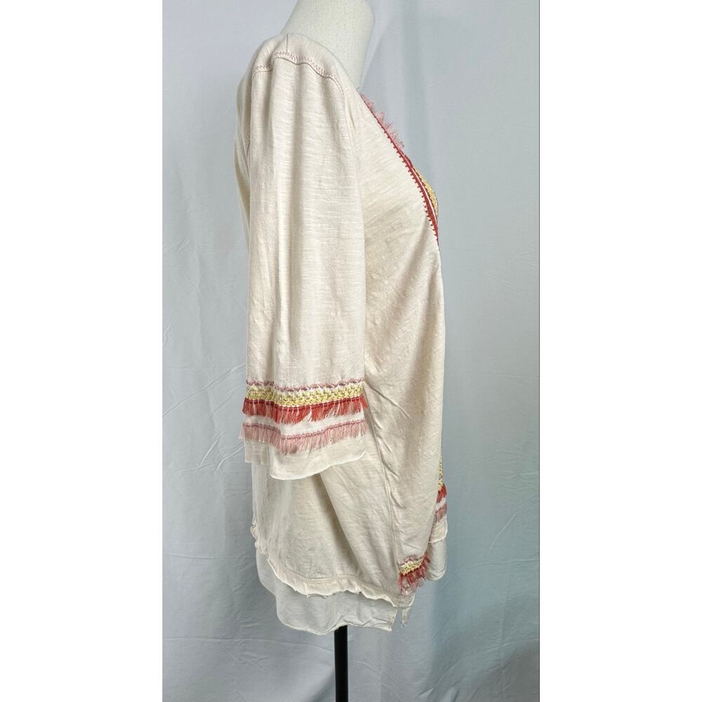 Sundance Montera Embroidered Tunic Top M Cotton Boho Festival Fringe Knit Trim - Picture 6 of 8